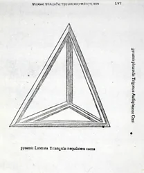En tom rektangulär pyramid, illustration från "Divine Proportion" av Luca Pacioli (c.1445-1517), ursprungligen pub. Venedig, 1509